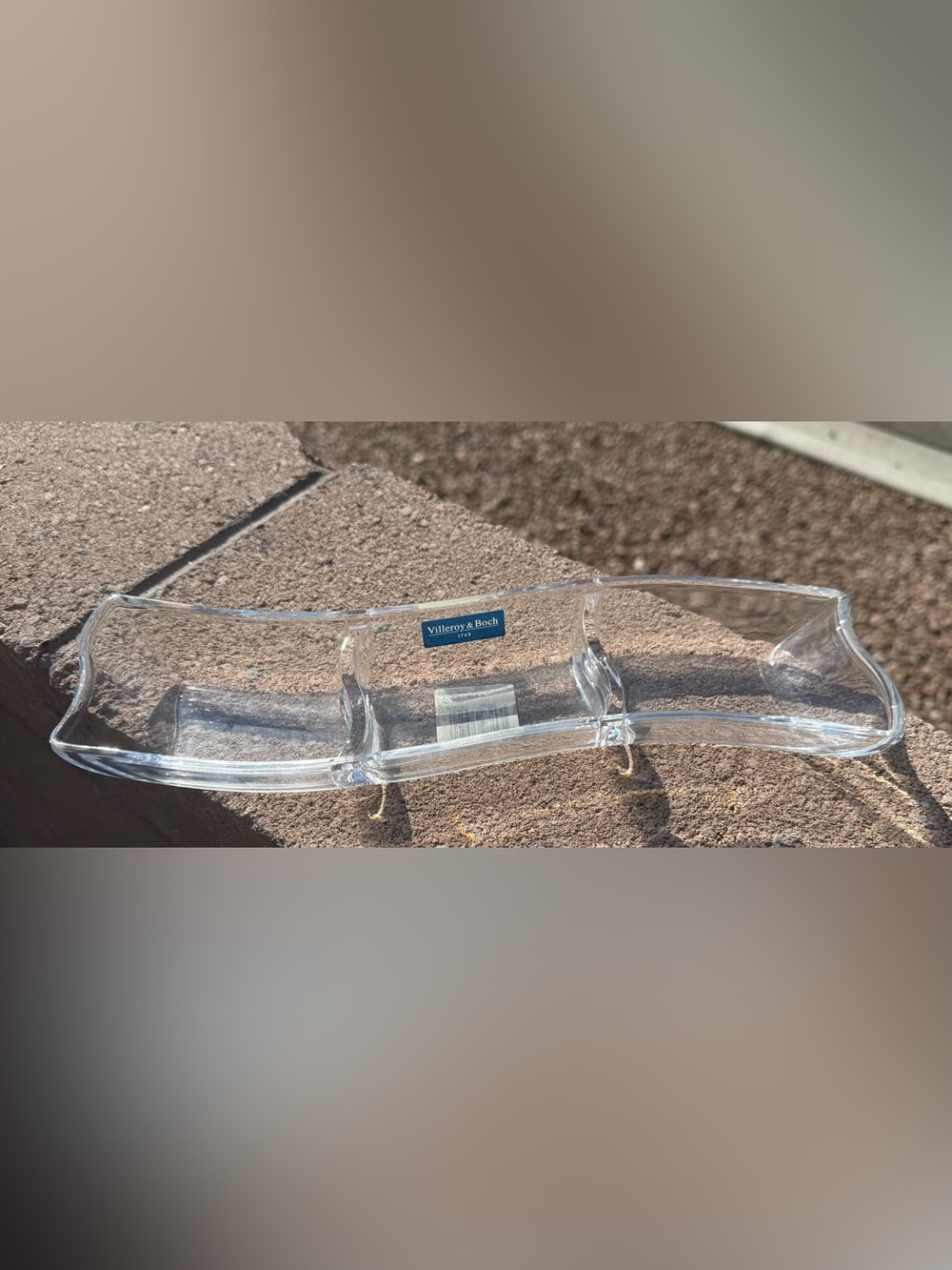 Villeroy & Boch NewWave 24% Lead Crystal Triple Dish – Sculptural Modern NEW